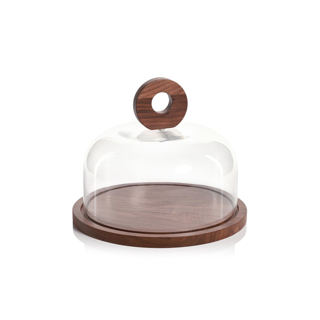 Walnut Wood Cheese Board w/Glass Cloche - Serveware by Carlyle Avenue