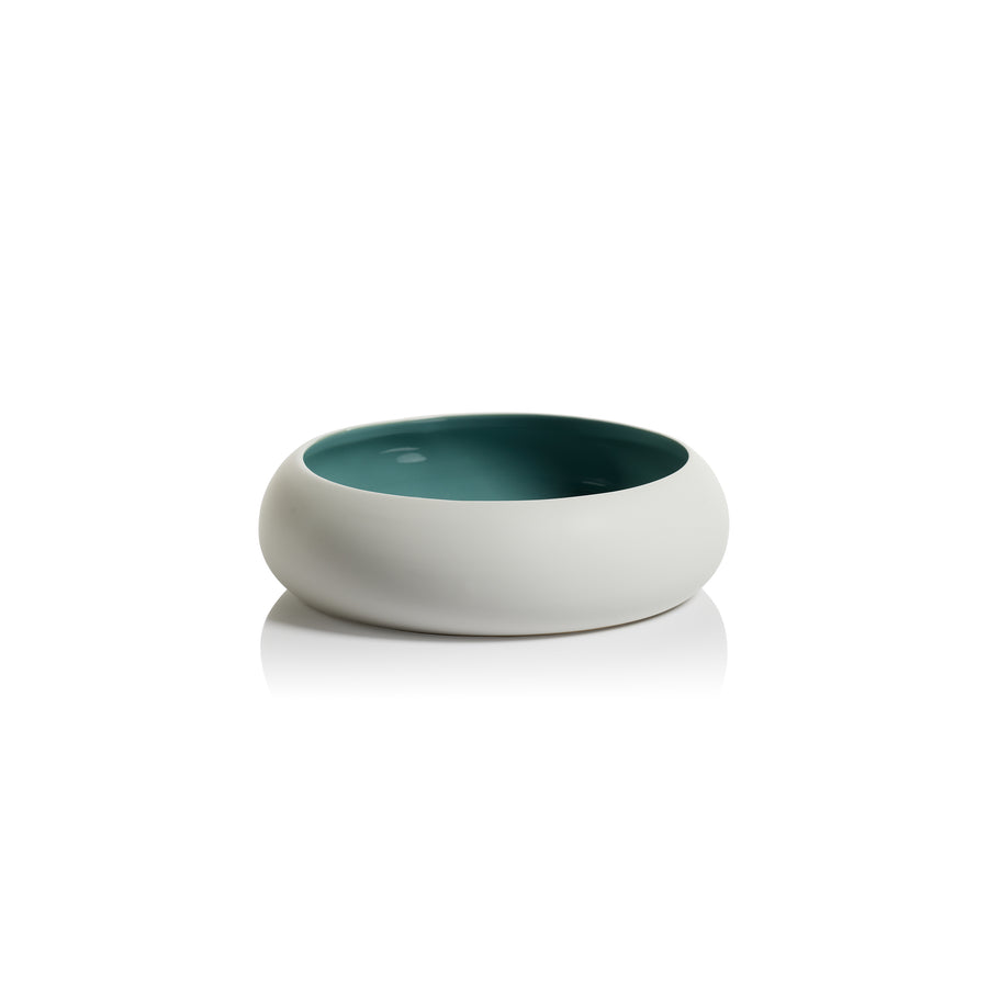 Delano Serving Bowl - White w/Aqua Glaze