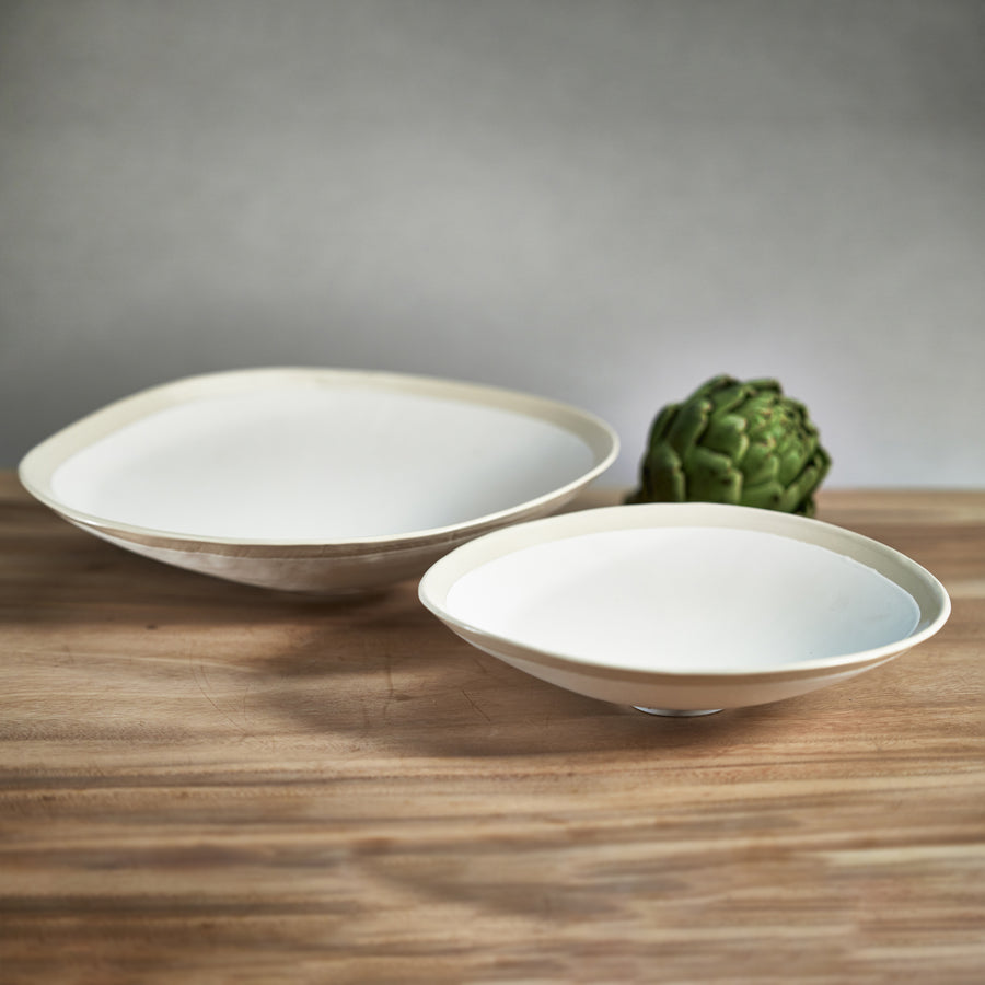 Organic Ceramic Linen Textured Bowl - Matte White