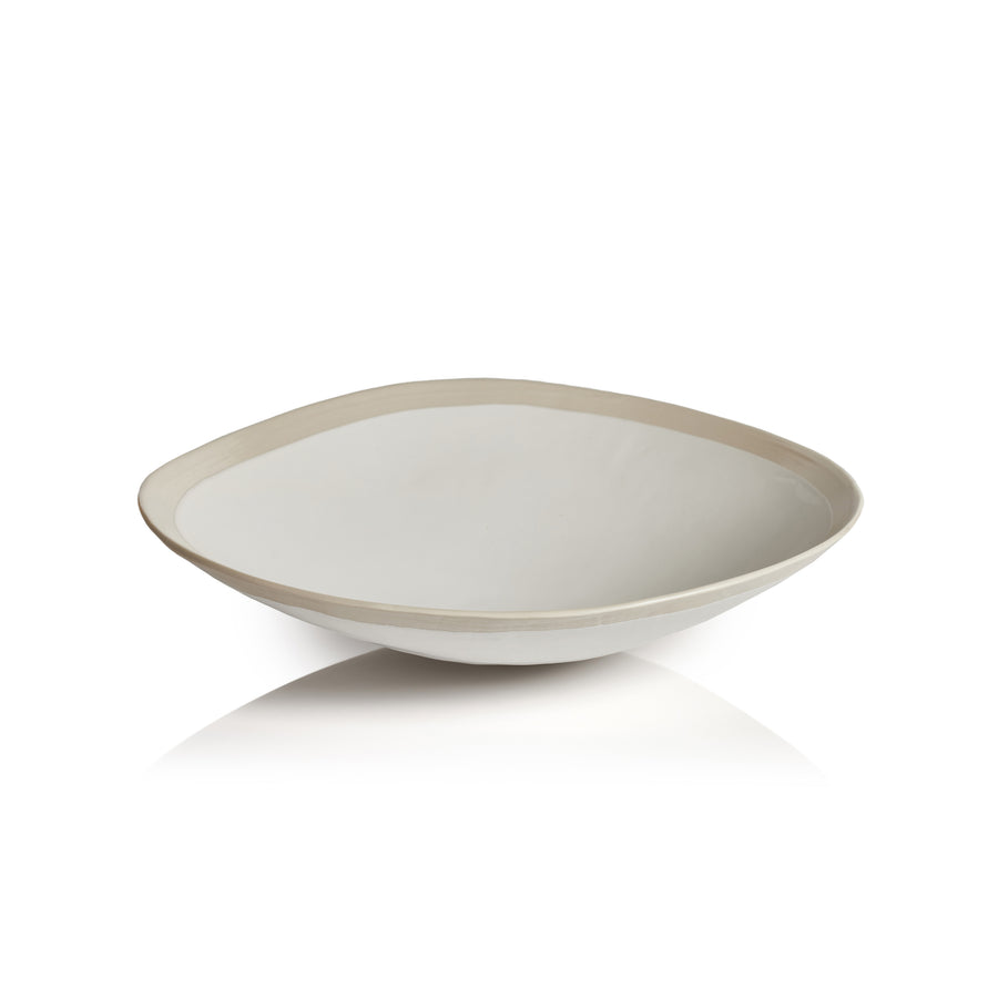Organic Ceramic Linen Textured Bowl - Matte White