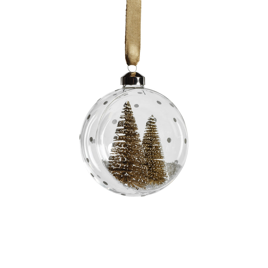 Clear Glass Ornament with Pine Trees - Gold (single) - Ornaments by Carlyle Avenue