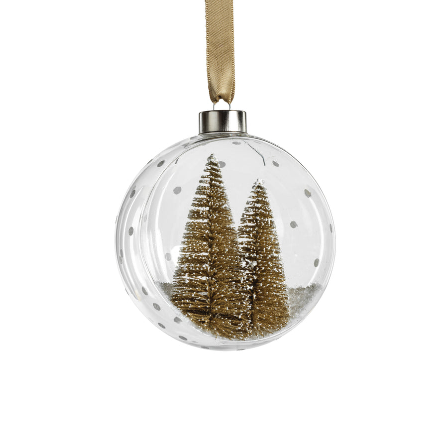 Clear Glass Ornament with Pine Trees - Gold (single) - Ornaments by Carlyle Avenue