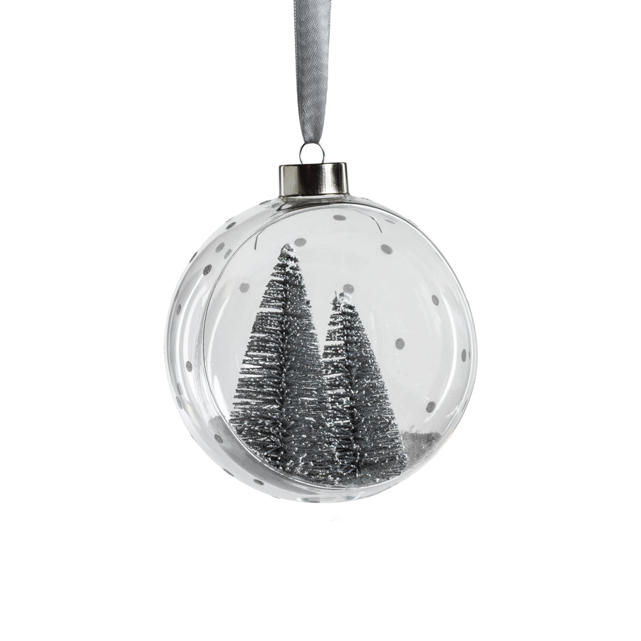 Clear Glass Ornament with Pine Trees - Silver - Ornaments by Carlyle Avenue