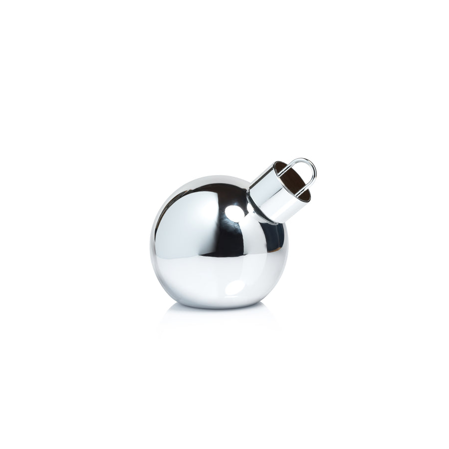 LED Metallic Glass Oversized Ornament Ball - Silver