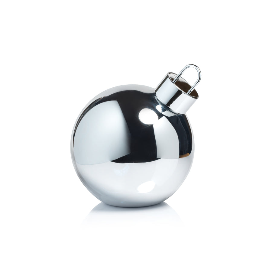 LED Metallic Glass Oversized Ornament Ball - Silver - Holiday Ornaments by Carlyle Avenue
