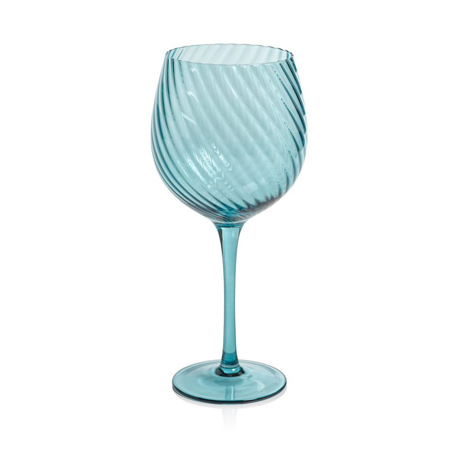 Savoy Optic Swirl Glassware - Blue