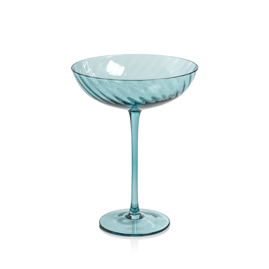 Savoy Optic Swirl Glassware - Blue