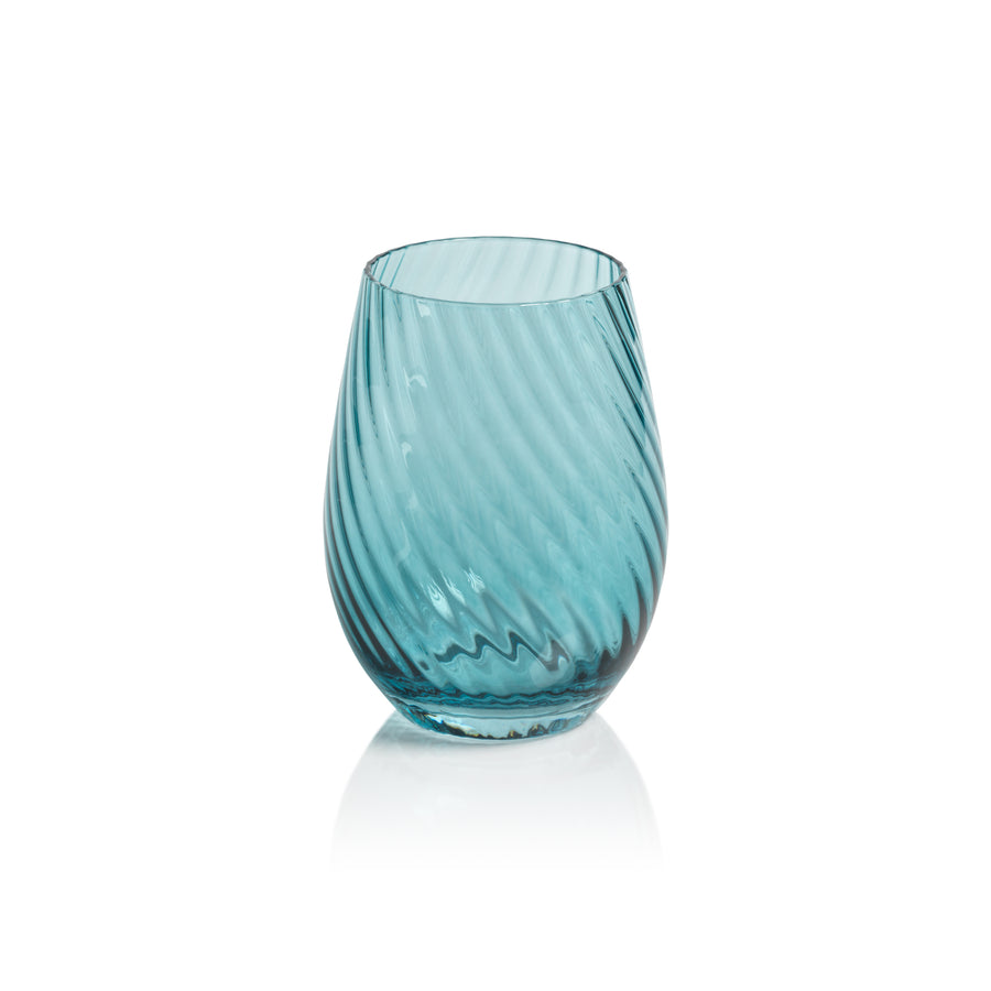 Savoy Optic Swirl Glassware - Blue - Drinkware Sets by Carlyle Avenue
