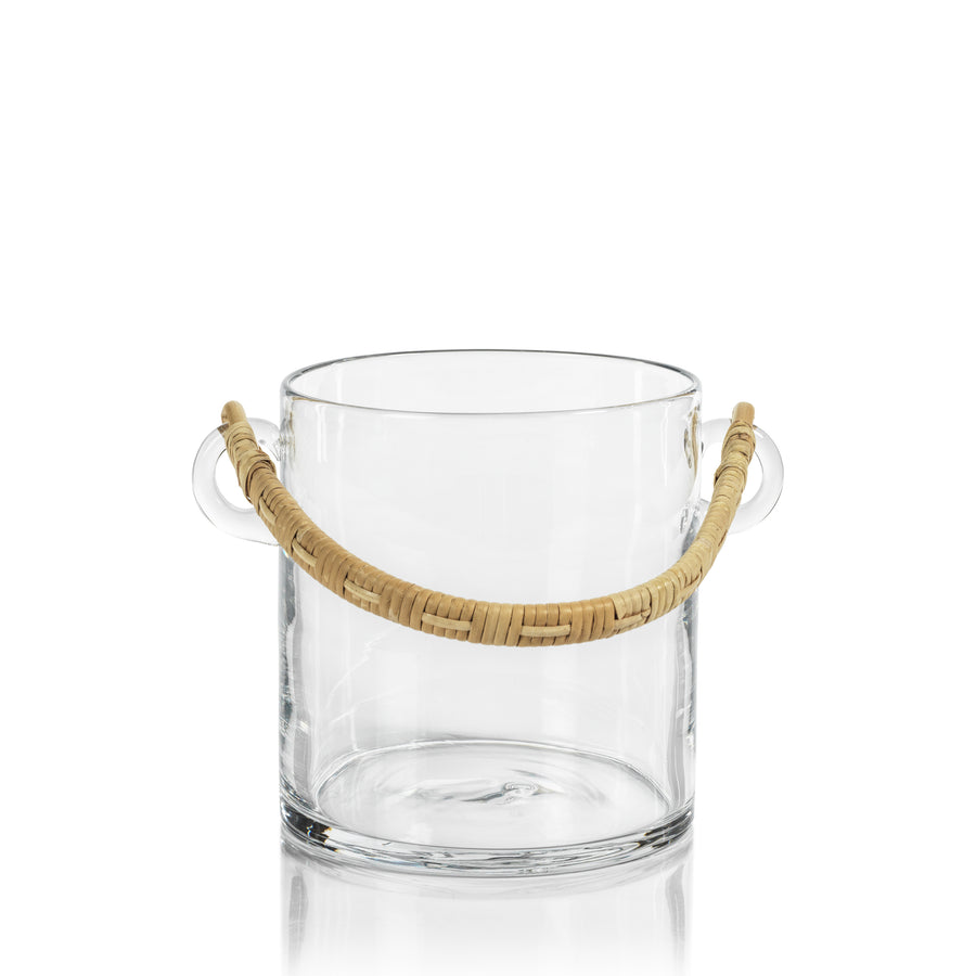 Byblos Glass Ice Bucket/Cooler w/Rattan Handle - Ice Bucket by Carlyle Avenue