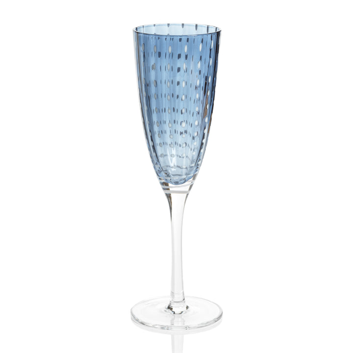 Portofino White Dot Glassware - Navy Blue