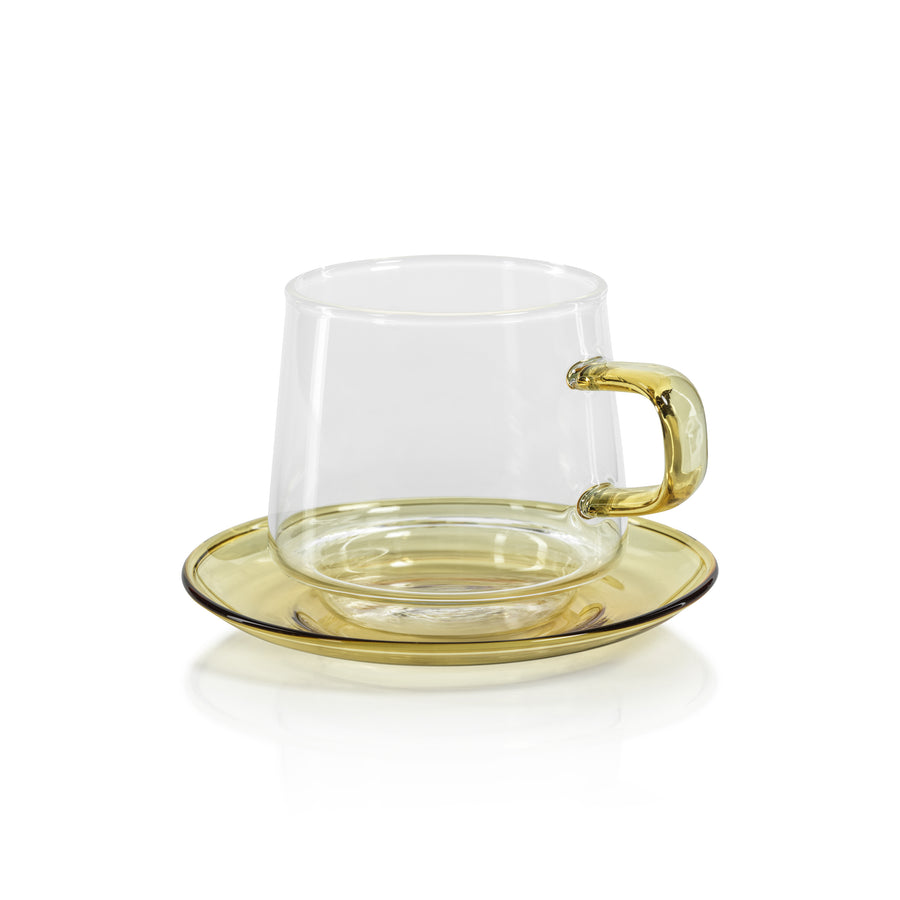 Baglioni Glass Tea and Coffee Cup w/Saucer Set