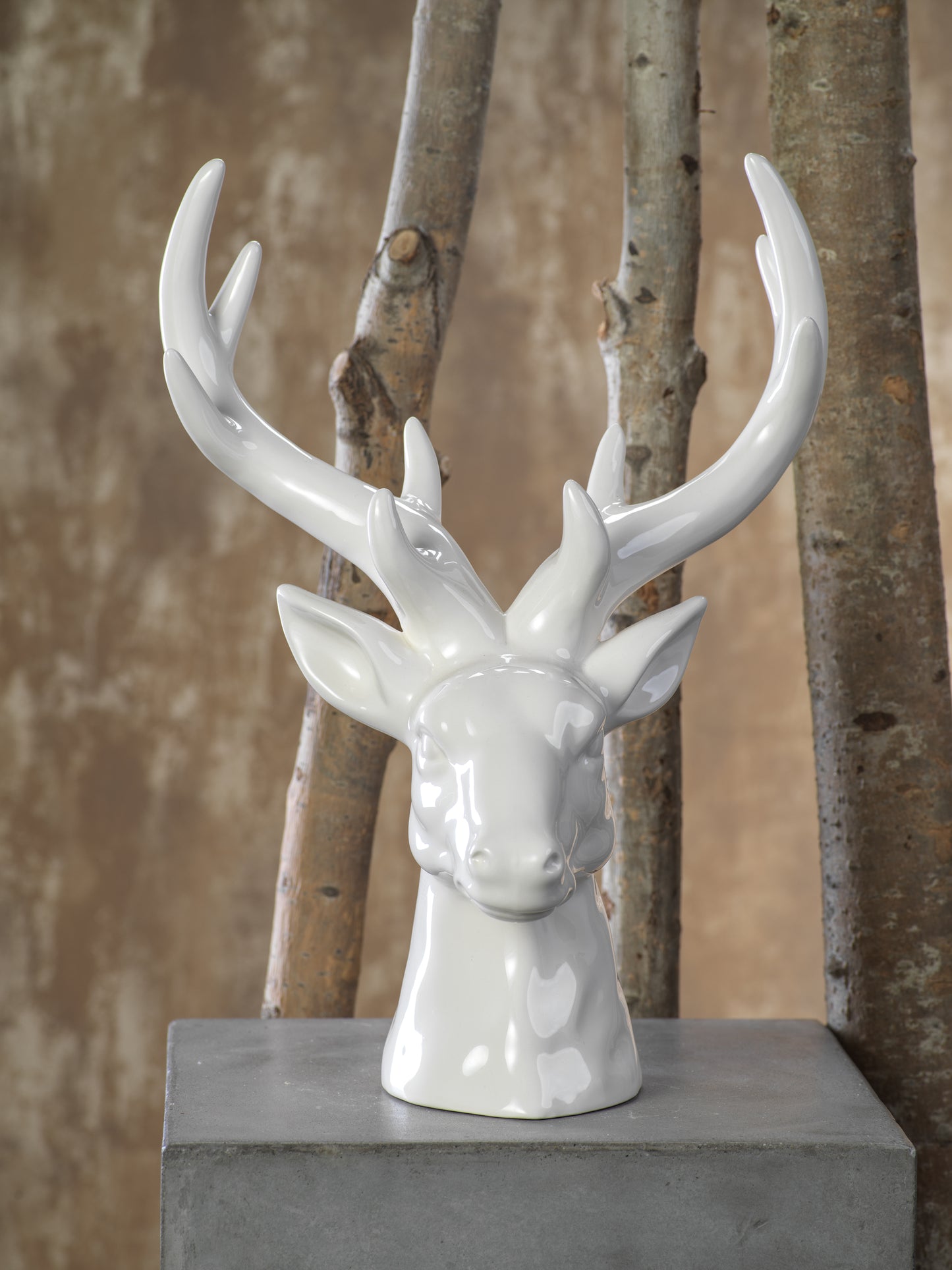 Ceramic Stagg Head - White - Christmas Decor by Carlyle Avenue