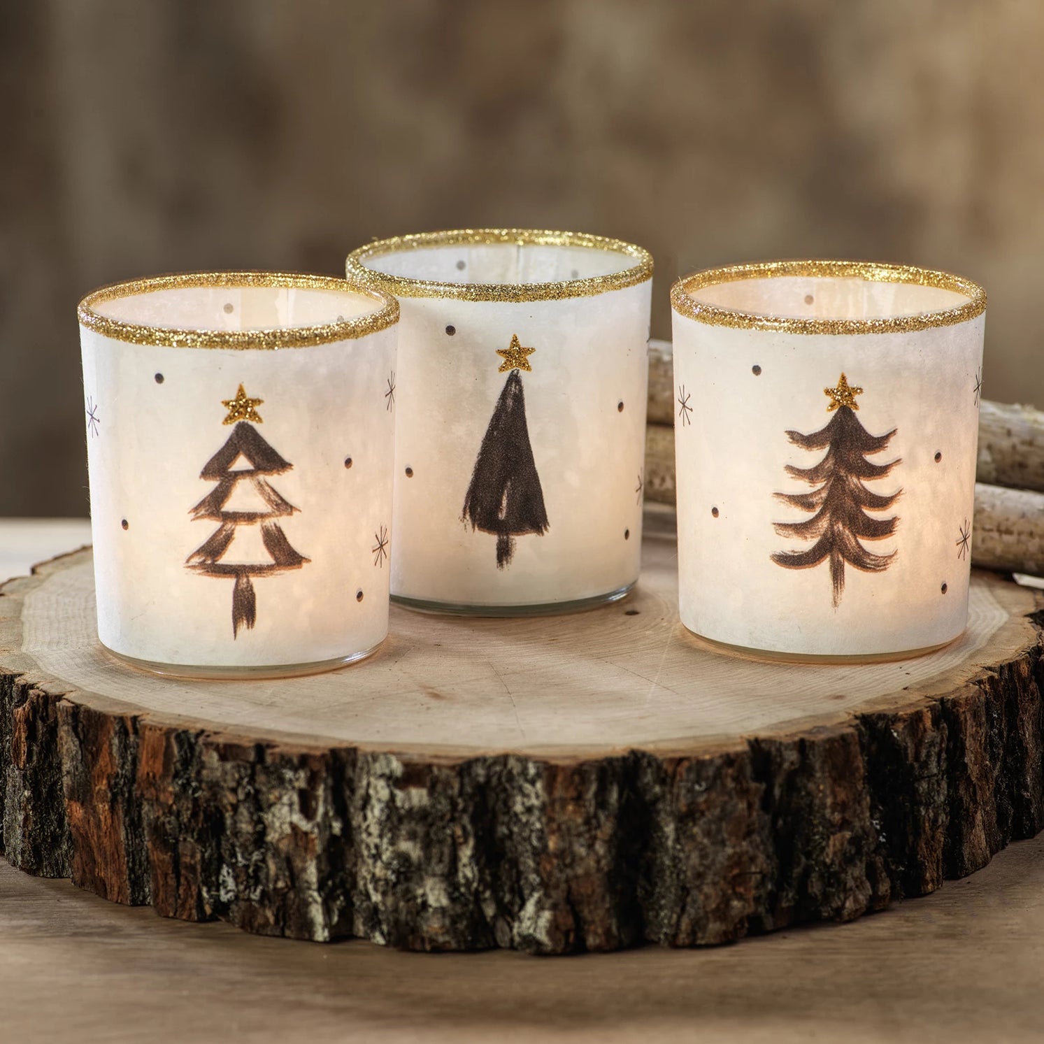 Tree Glass Tealight Holder - Set of 3 - CARLYLE AVENUE