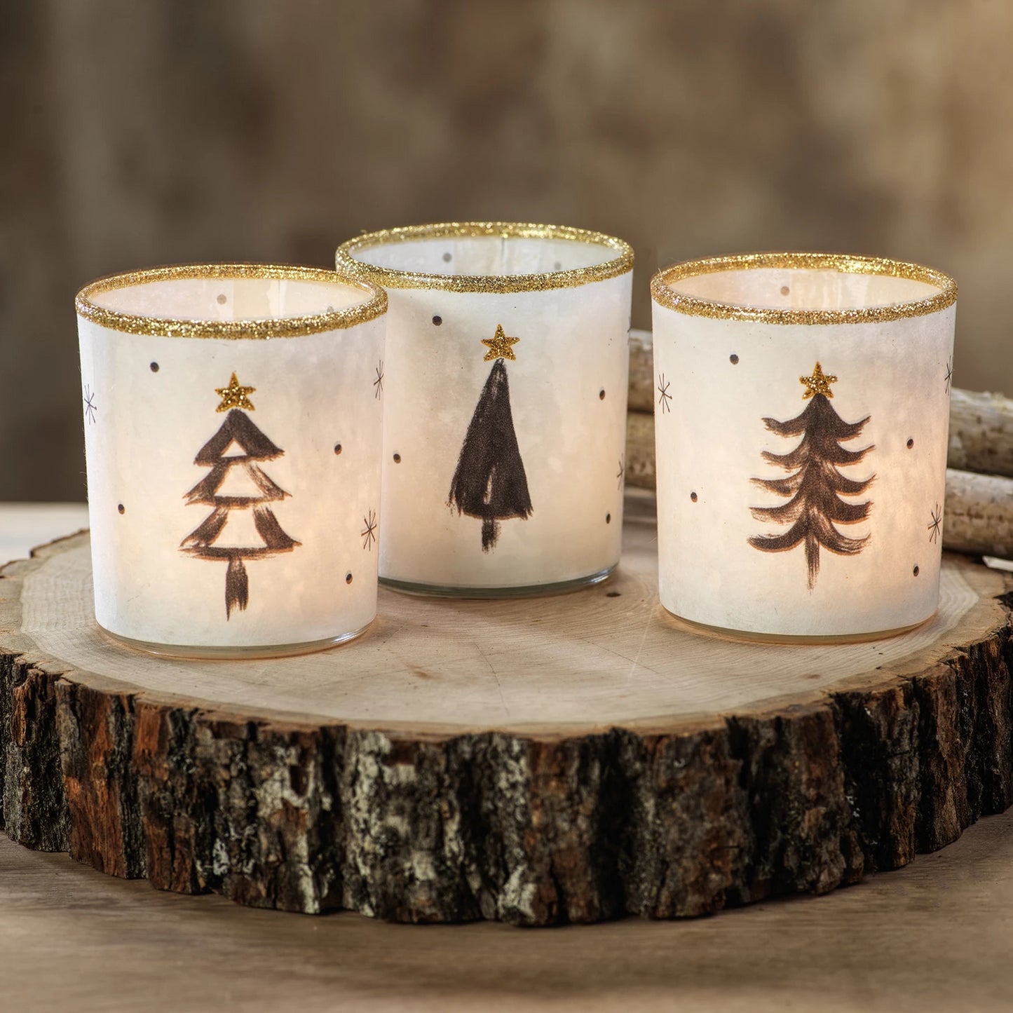 Tree Glass Tealight Holder - Set of 3 - Candle Holders by Carlyle Avenue