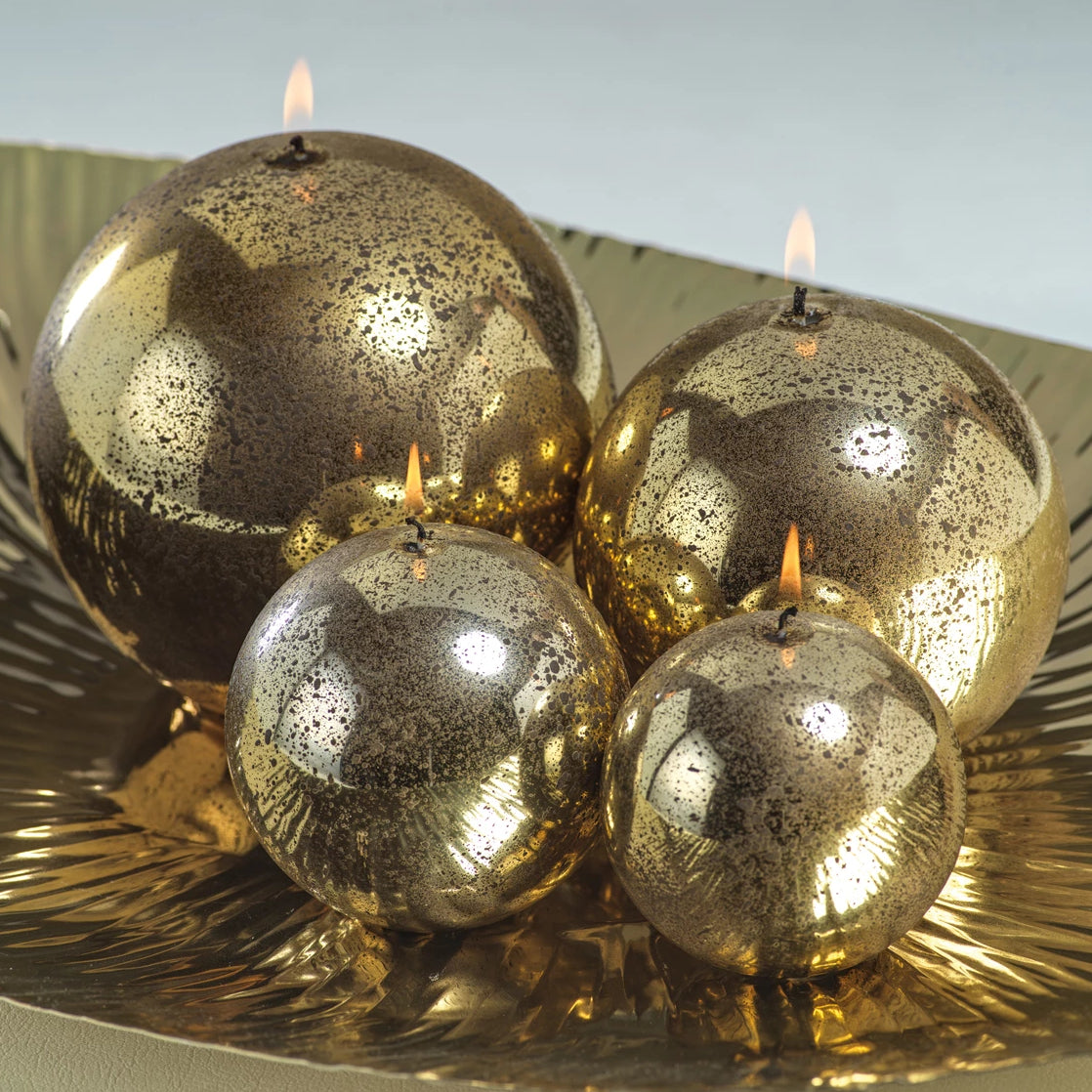 Shiny Metallic Ball Candle - Antique Gold - CARLYLE AVENUE