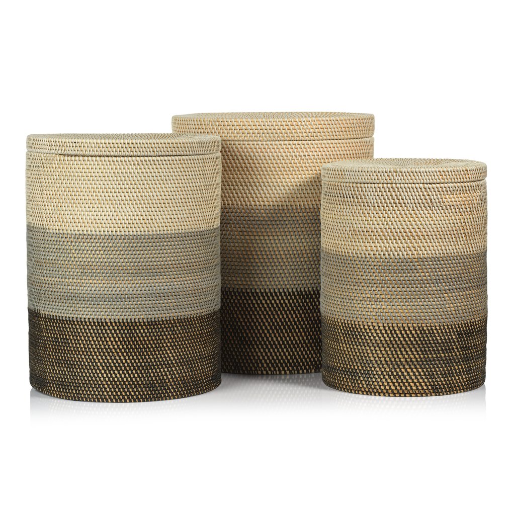 Catalina Rattan Lidded Baskets - Baskets by Carlyle Avenue