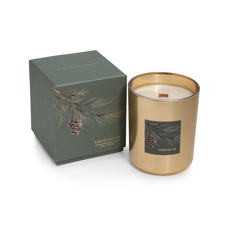 Gold Wood Wick Candle in Gift Box - Siberian Fir - Candles by Carlyle Avenue