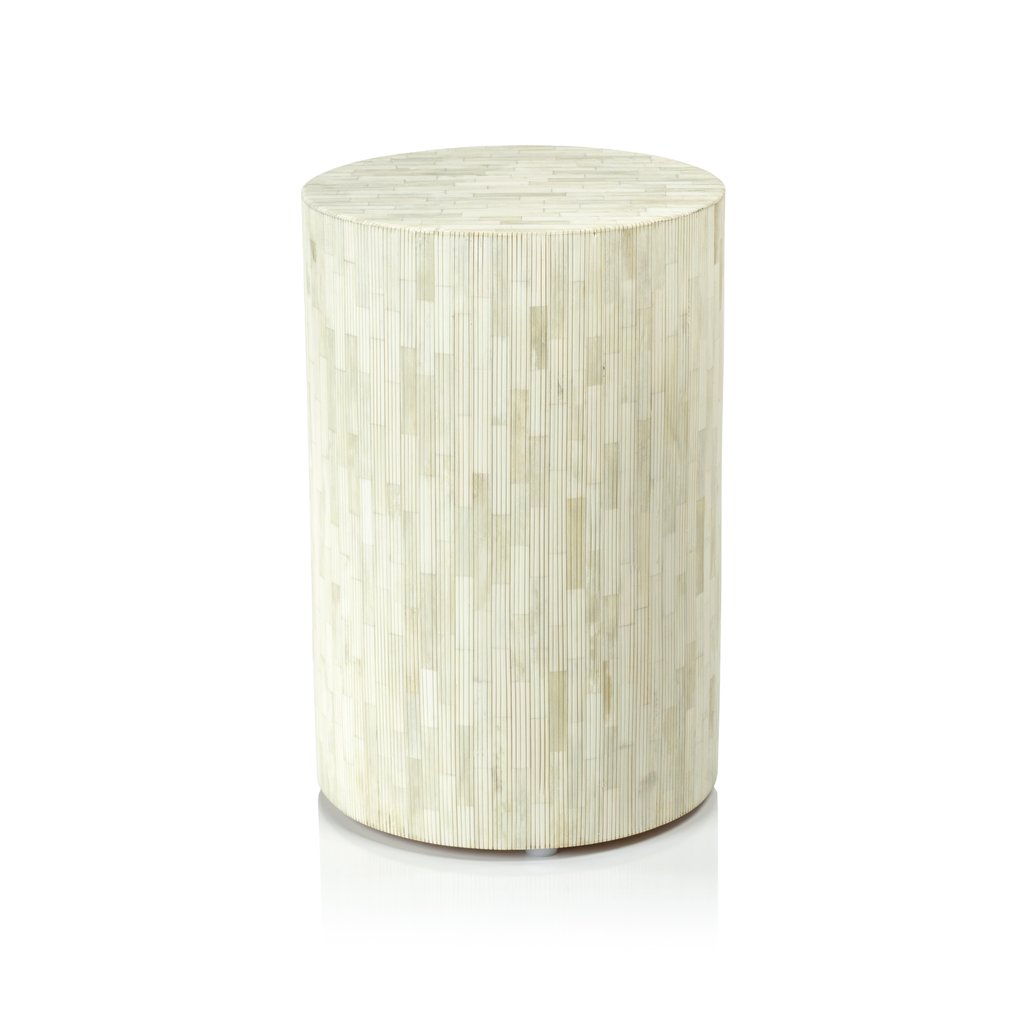 Natural Bone Inlay Pinstripe Round Stool - Furniture by Carlyle Avenue