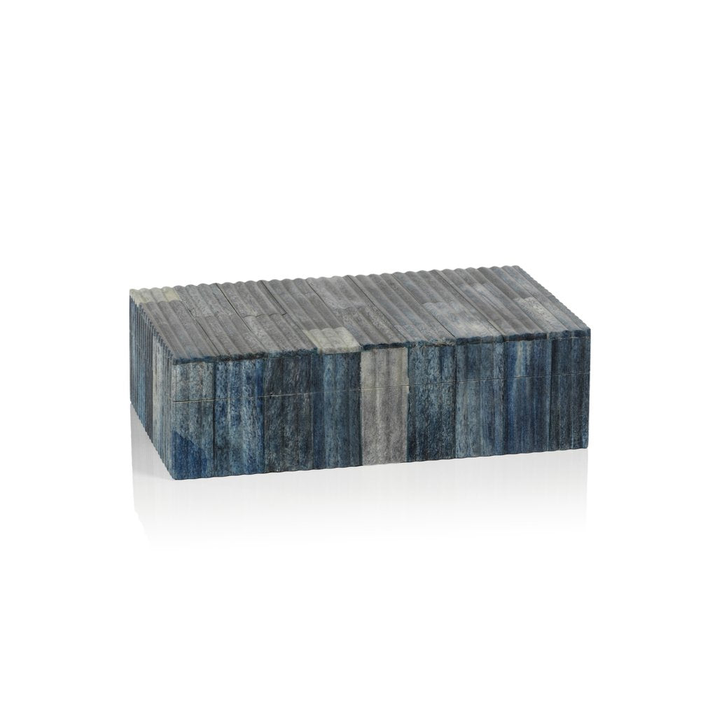 Biarritz Ribbed Blue Bone Inlaid Box - Decorative Accessories by Carlyle Avenue