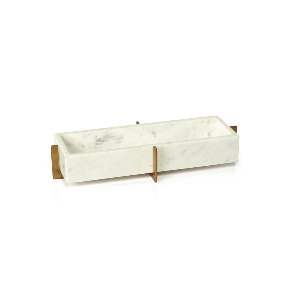 White Marble Tray w/Base - Bowls by Carlyle Avenue