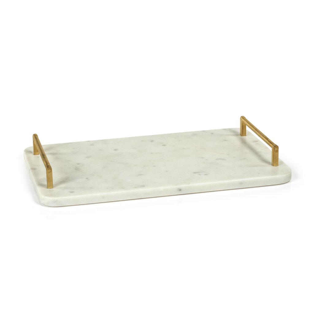 Andria Marble Tray with Gold Metal Handles - Tray by Carlyle Avenue