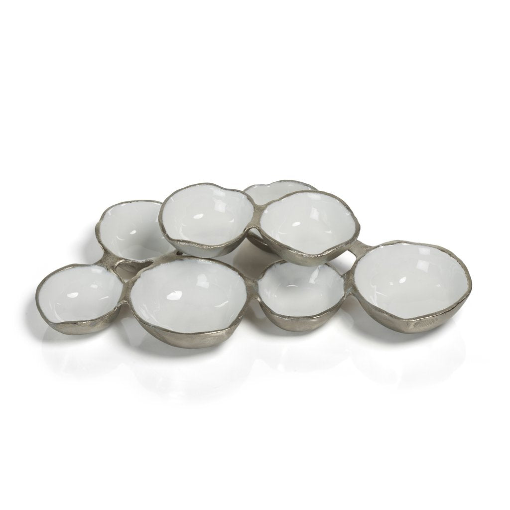 Small Cluster of Eight Serving Bowls - Nickel and White - Serveware by Carlyle Avenue
