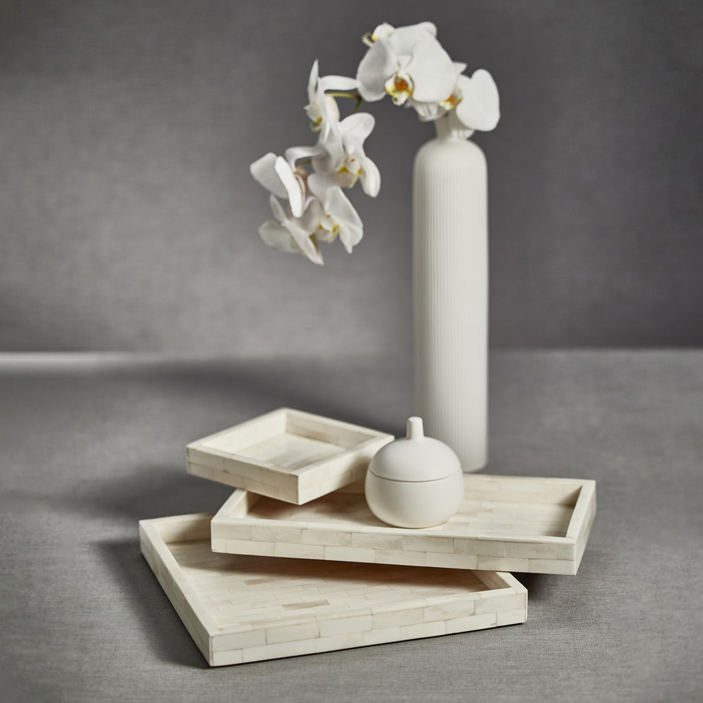 Maha White Bone Inlay Tray - Decorative Trays by Carlyle Avenue