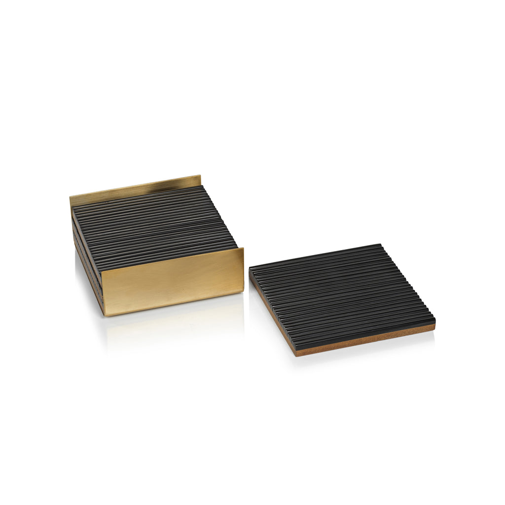 Ribbed Bone Coasters w/Brass Tray - Coasters by Carlyle Avenue
