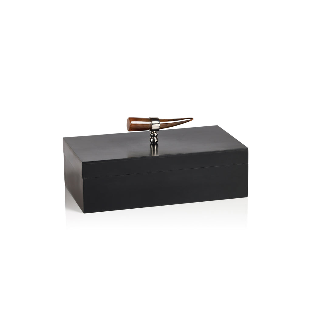 Côte d'Ivoire Box w/Horn Design Handle - Black