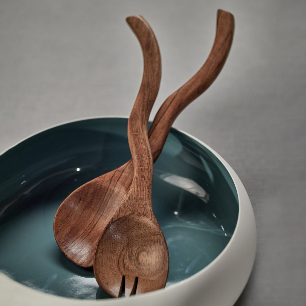 Mango Wood Curvy Salad Server Set - Tableware by Carlyle Avenue