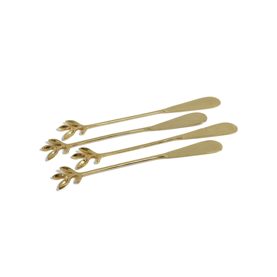 Leaves Cocktail Spreaders - Gold - Set of 4 - Cocktail & Barware Tool Sets by Carlyle Avenue