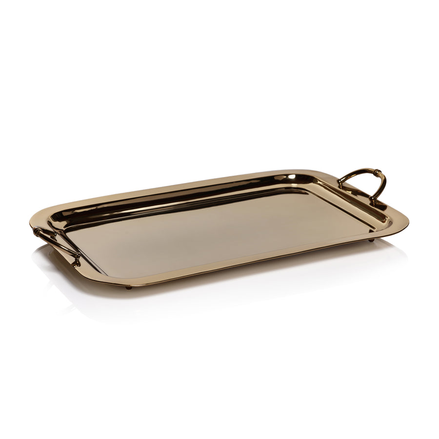 Alessia Rectangular Serving Tray - Gold - Decorative Trays by Carlyle Avenue