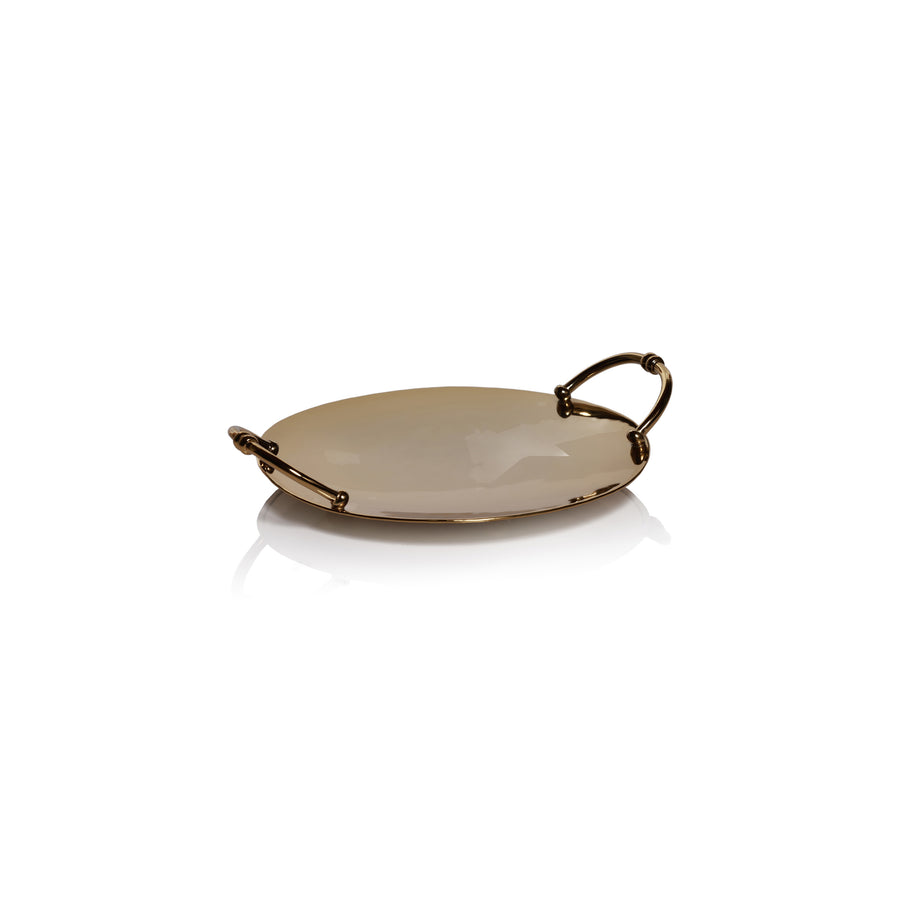 Alessia Round Serving Tray - Gold - Decorative Trays by Carlyle Avenue