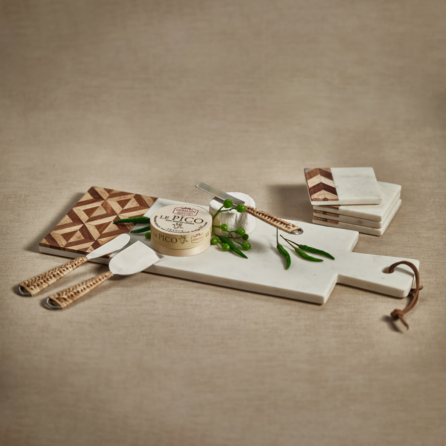 Milan Marble with Chevron Design Wood Cheese Board