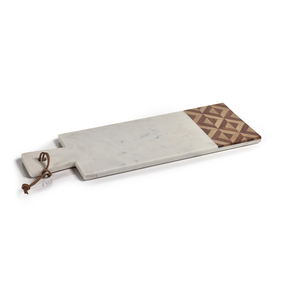 Milan Marble with Chevron Design Wood Cheese Board - Tray by Carlyle Avenue