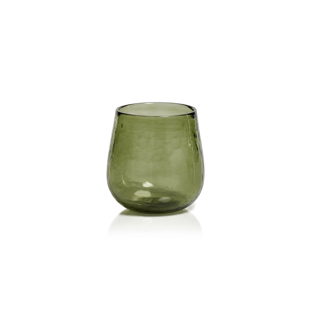 Artisan Hammered Stemless Glass - Green - Set of 4 - Drinkware by Carlyle Avenue