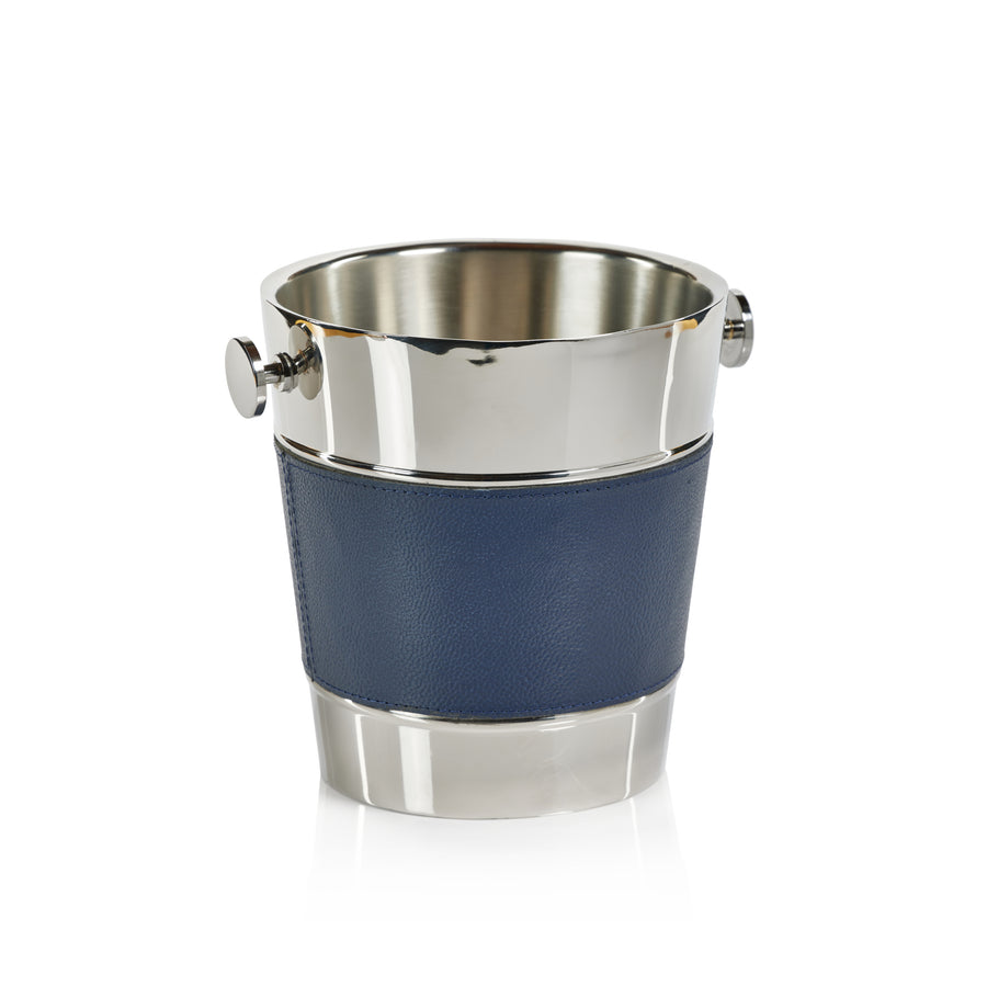 Laguna Nickel & Leather Double Wall Wine Cooler - Ice Bucket by Carlyle Avenue