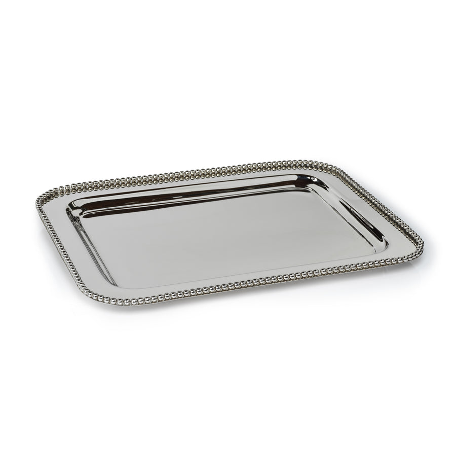 Beaded Metal Serving Tray - Large