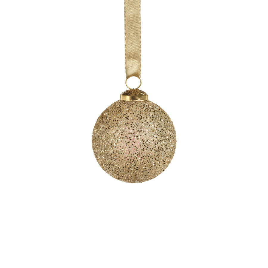 Beaded Glass Ornament - Gold