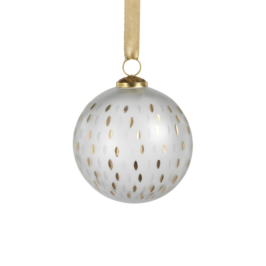 Frosted & Etched in Gold Glass Ornament