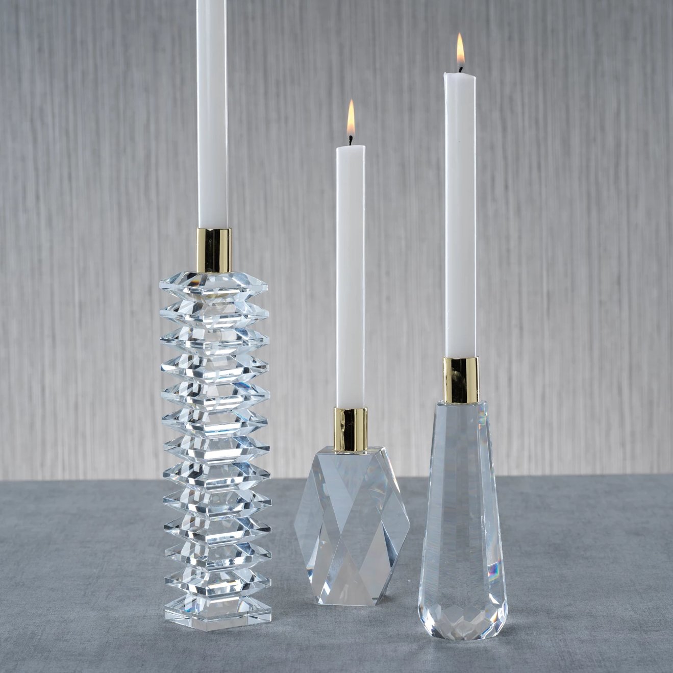 Florence Crystal Candleholders - CARLYLE AVENUE