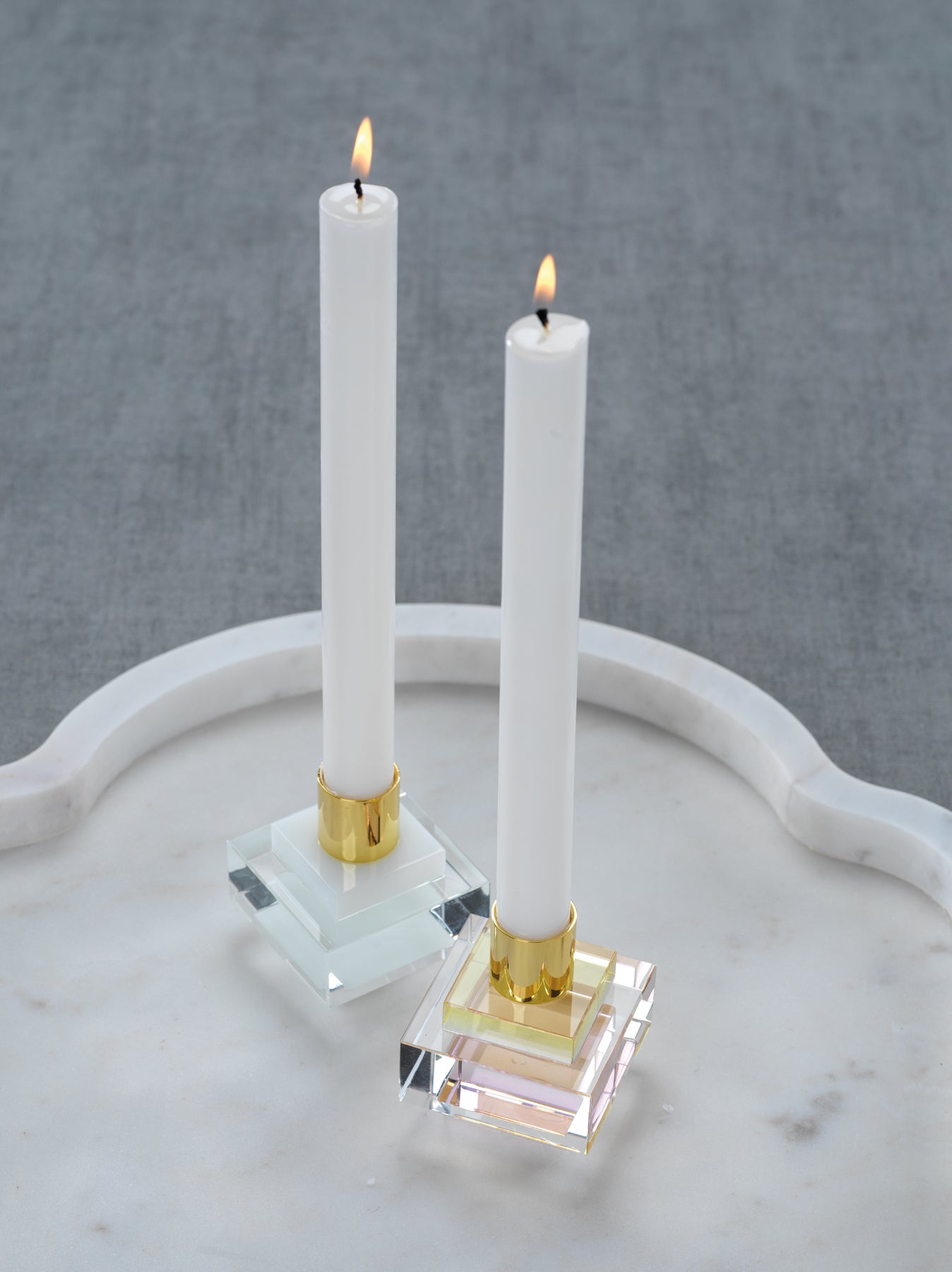 Vera Crystal Square Candle Holder - Taper Holder by Carlyle Avenue
