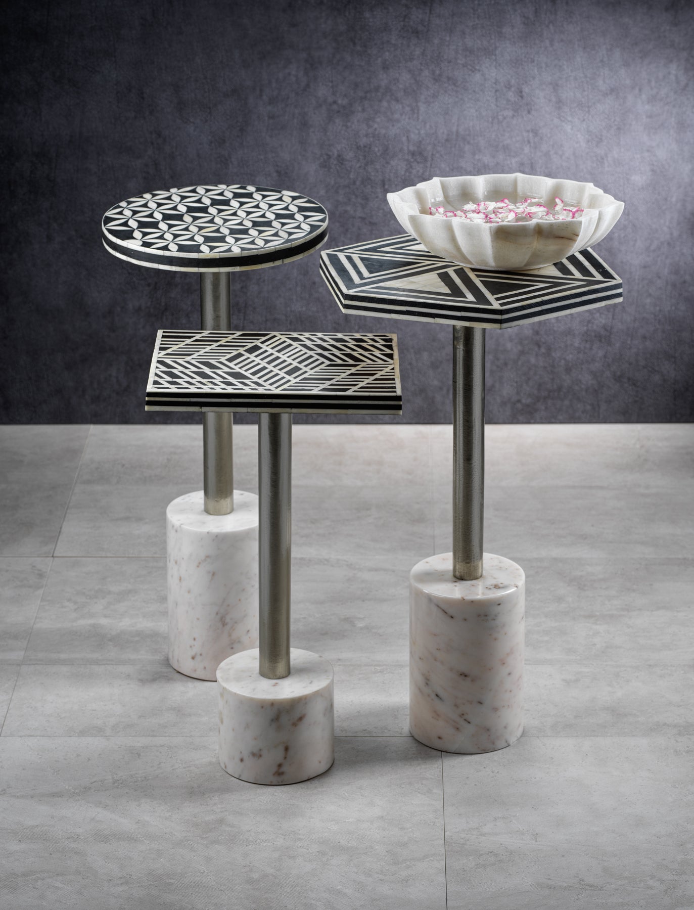 Sultana Hexagon Cocktail Table on Marble Base - Furniture by Carlyle Avenue