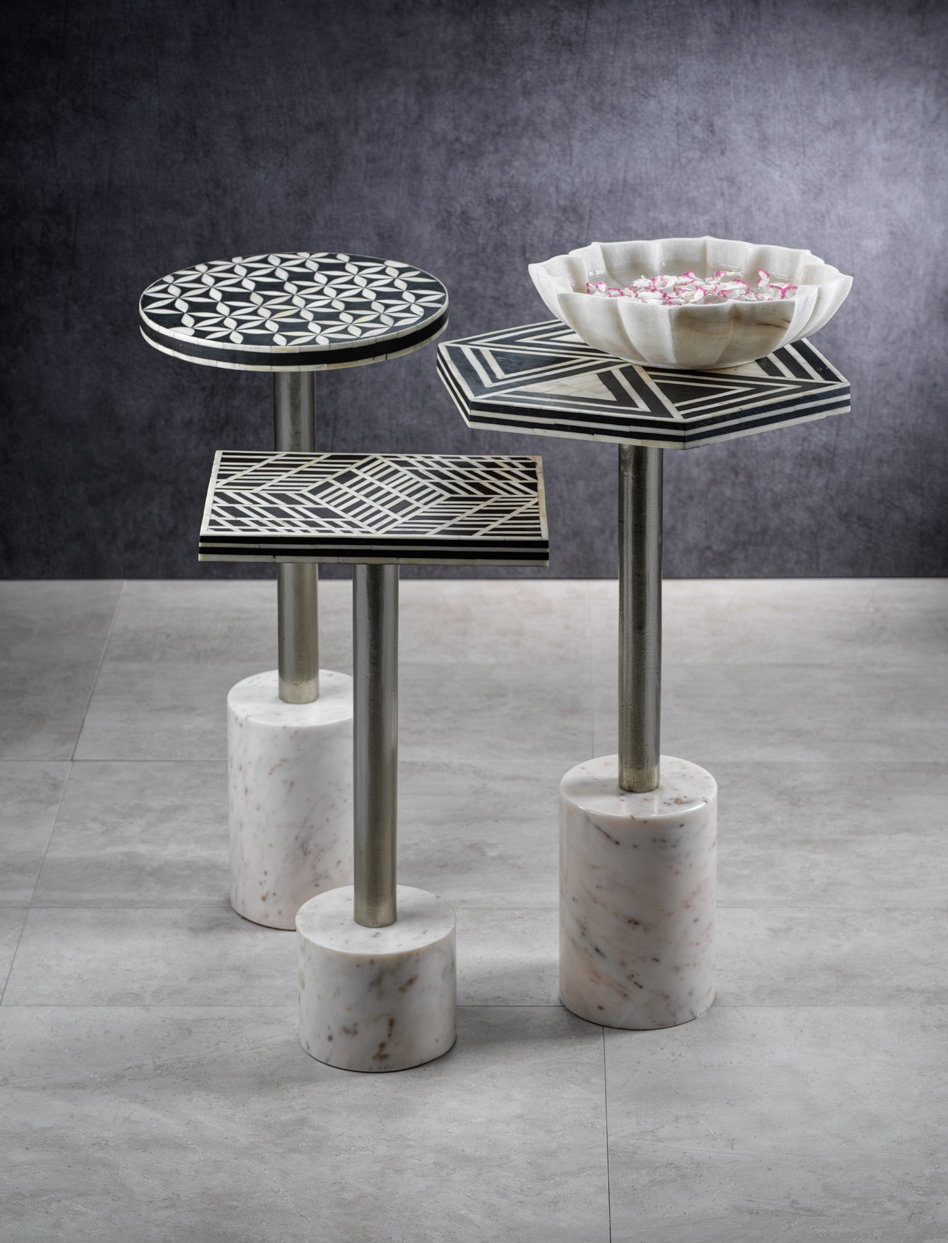 Sultana Round Cocktail Table on Marble Base - CARLYLE AVENUE