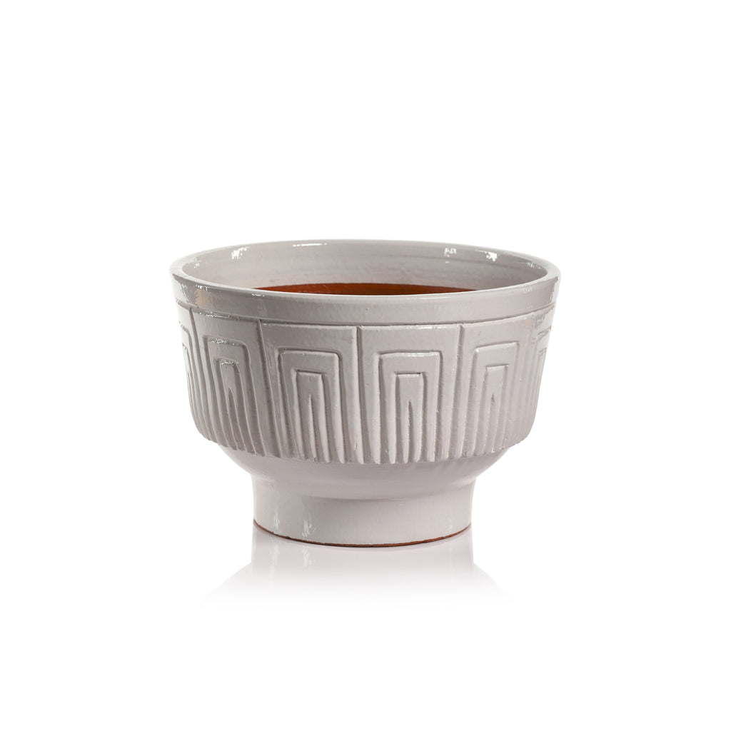 Luna Etched Ceramic Planter / Bowl - White