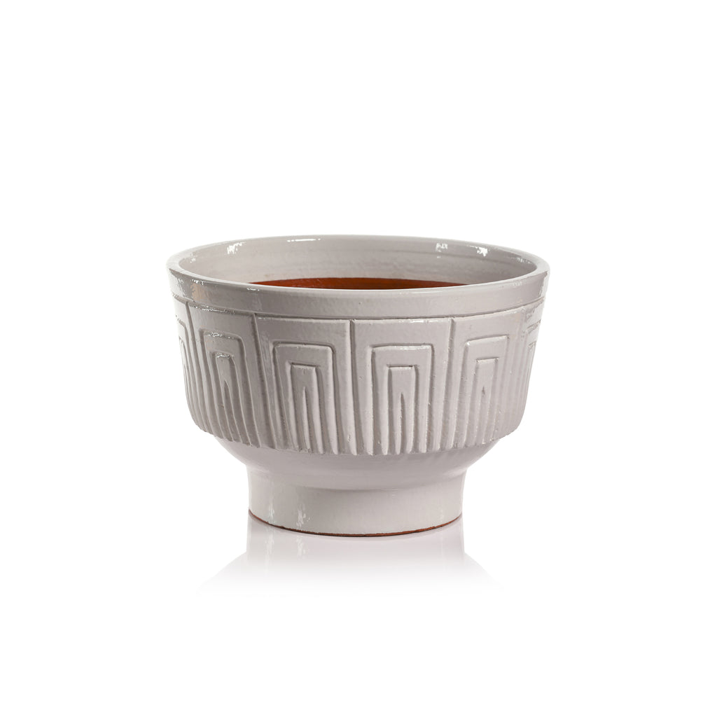 Luna Etched Ceramic Planter / Bowl - White - Planter by Carlyle Avenue