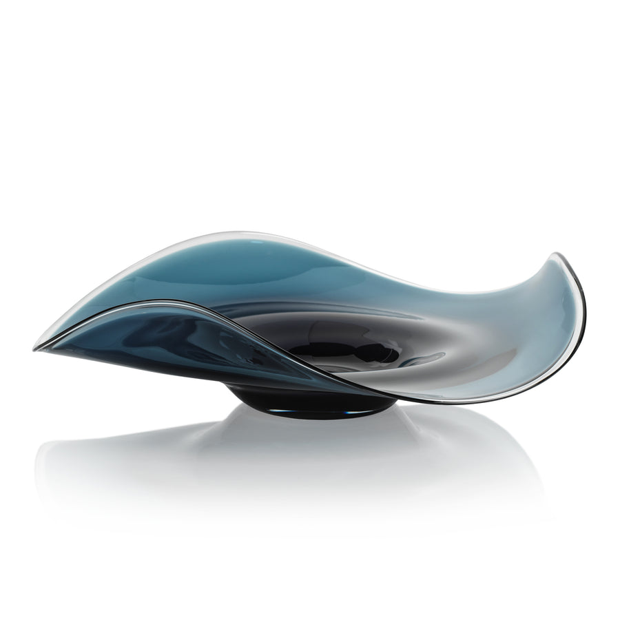 Tropezana Wave Glass Bowl - Blue - 18 in - Bowls by Carlyle Avenue