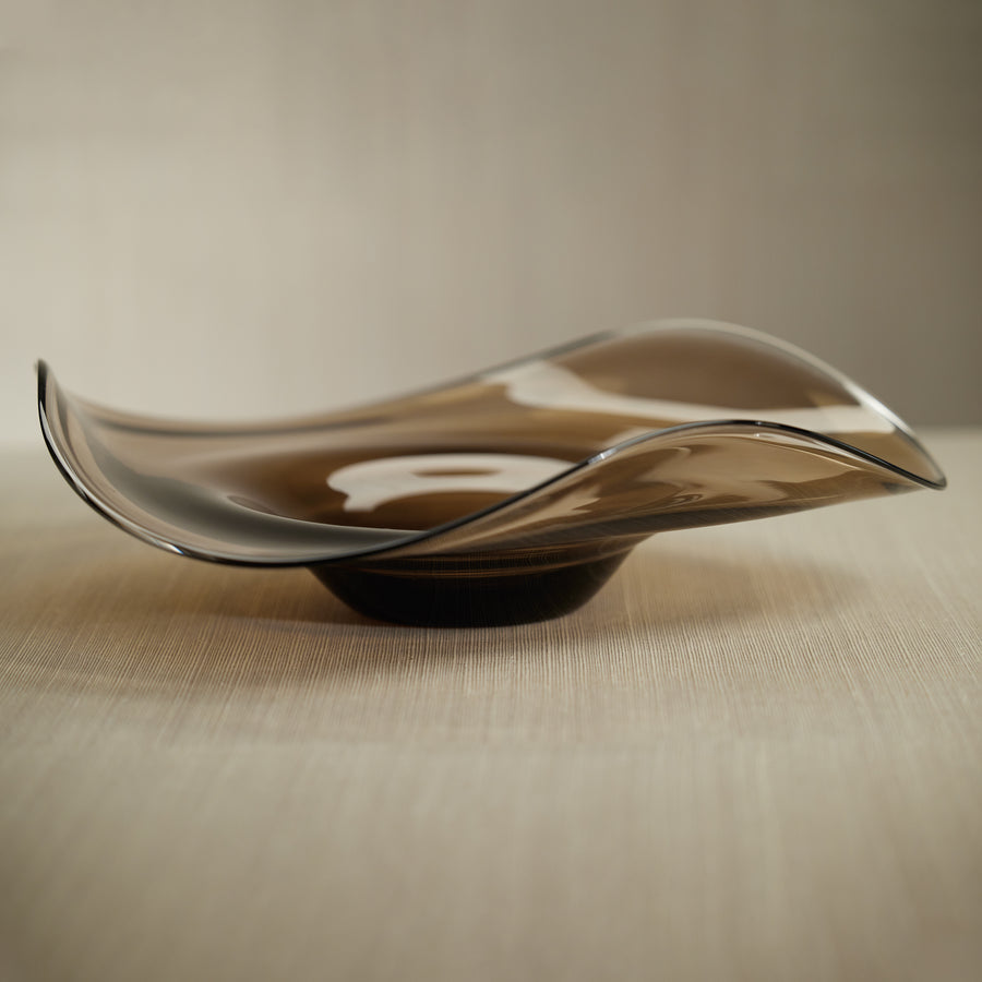 Tropezana Wave Glass Bowl - Taupe - 18 in
