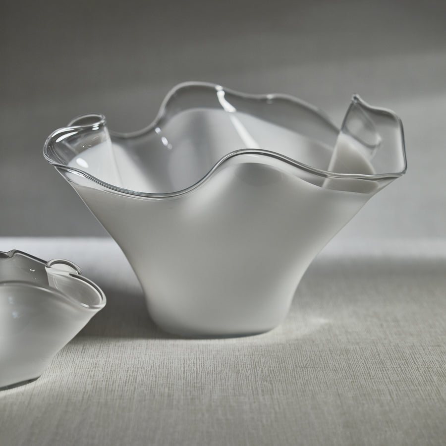 Tropezana Tall Wave Glass Bowl - White - 16.25 in