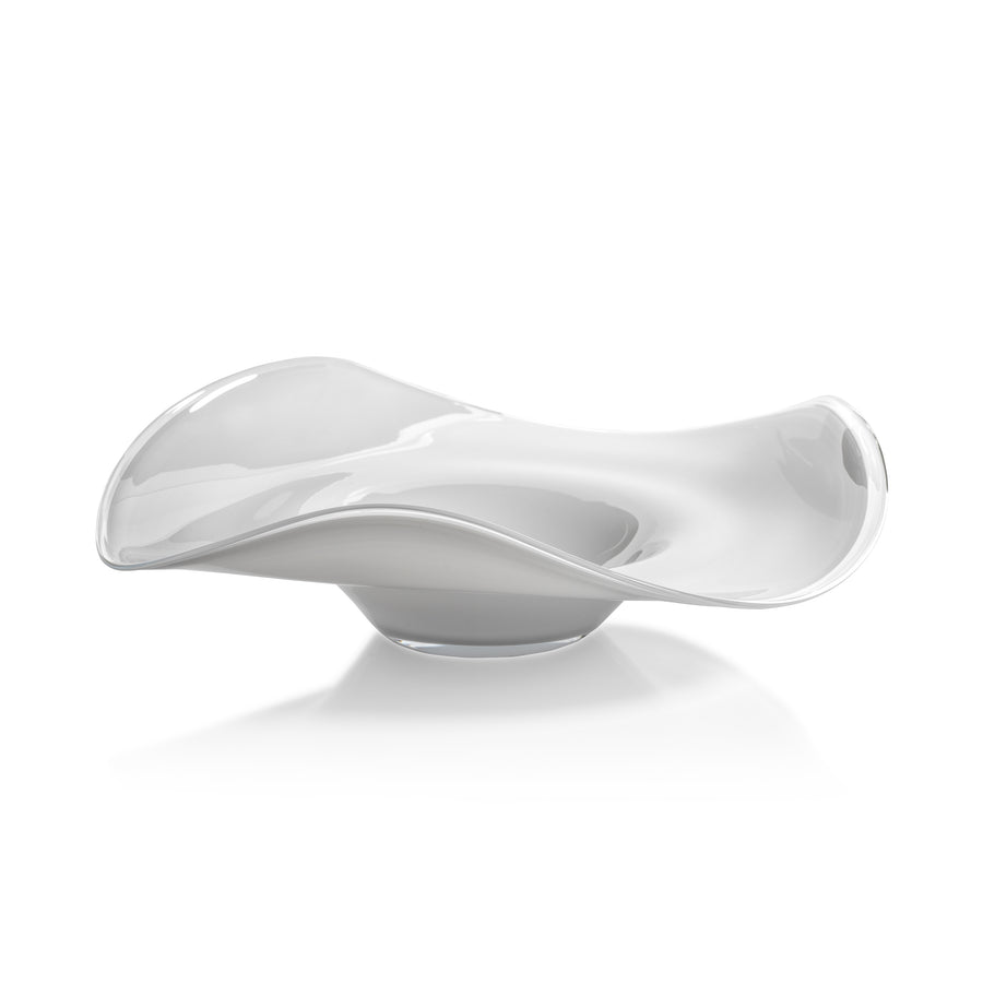 Lagoon Scissor Cut Wave Bowl - Opal White - 13.75 in - Bowls by Carlyle Avenue